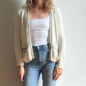 Maje Cream Cardigan with Gray Accents